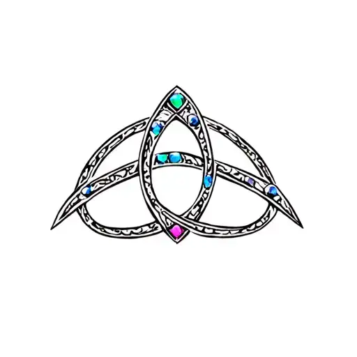 Triquetra knot with birthstones tattoo design idea