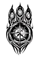 compass bear paw tattoo design idea