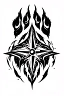 compass bear paw tattoo design idea