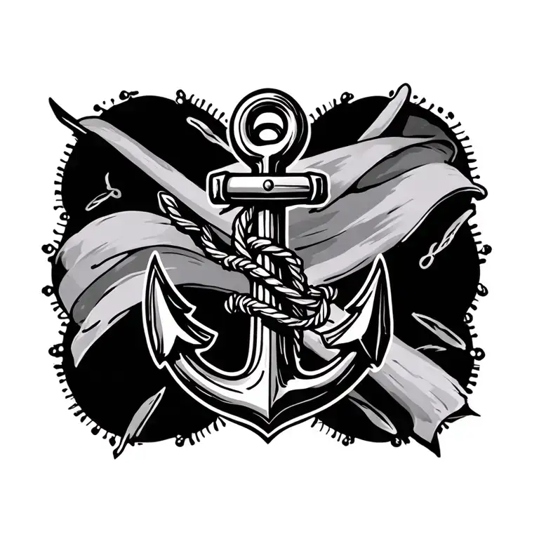 military Navy anchor surrounded tattoo design idea