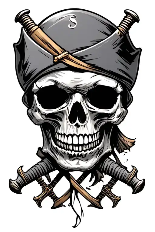 Pirate Skull with cross swords tattoo design idea