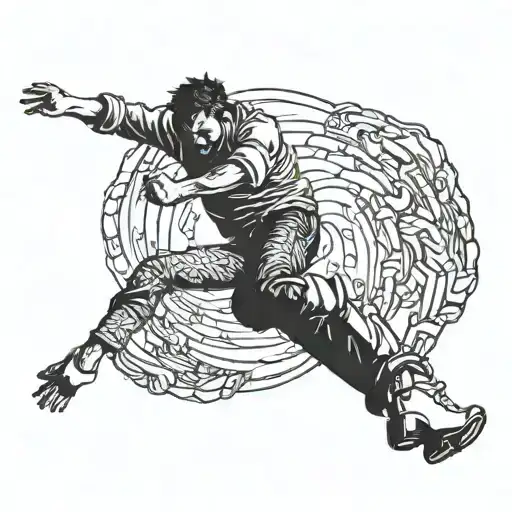 Man falling from a height grace tattoo design idea