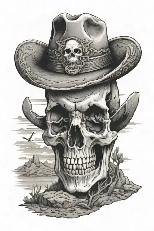 western skull Arizona landscape tattoo tattoo design idea