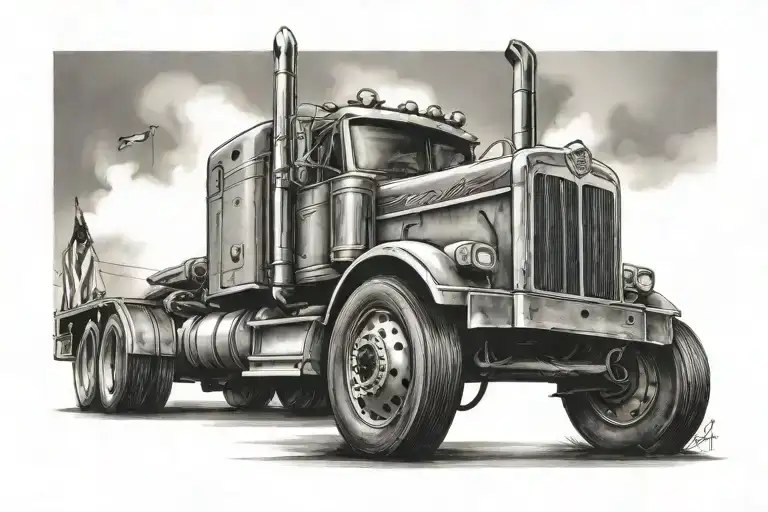 baseball sky's tractor trailer tattoo design idea
