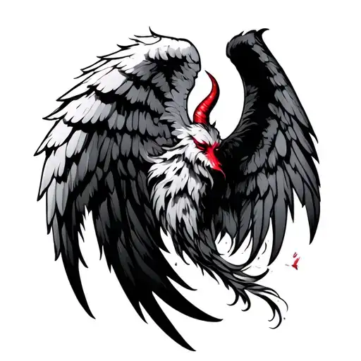 one angel wing and one devil wing tattoo design idea
