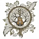 An intricate tree of life tattoo intertwined with musical notes and symbols to represent the client's love for music and spirituality tattoo design idea