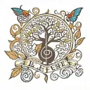 An intricate tree of life tattoo intertwined with musical notes and symbols to represent the client's love for music and spirituality tattoo design idea