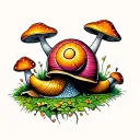 snails mushrooms growing tattoo design idea
