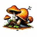 snails mushrooms growing tattoo design idea