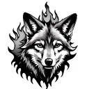 Coyote and fire tattoo design idea