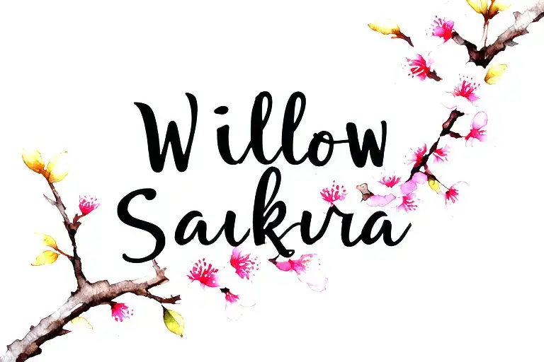 "Willow; Sakura " "Willow; Sakura " willow and sakura branch tattoo design idea