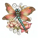 dragonfly and lotus tattoo design idea
