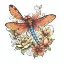 dragonfly and lotus tattoo design idea
