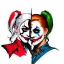 split face Harley Quinn and joker tattoo  tattoo design idea