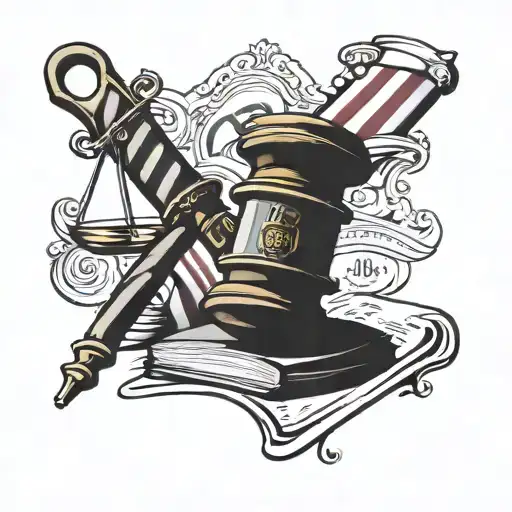 barber pole with judge gavel and bible tattoo design idea