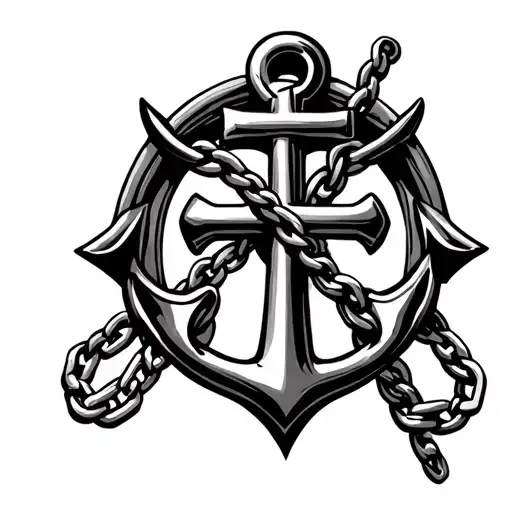 chain coming of cross linked to a anchor tattoo design idea