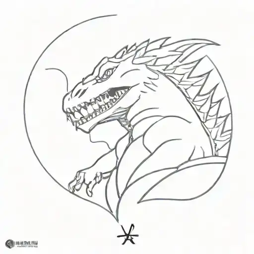 Godzilla and anime tattoo design idea
