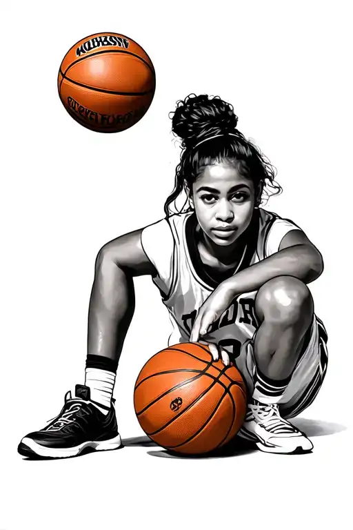 layla with a basketball  tattoo design idea