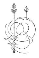 lotus, water drop, arrow, and circles tattoo design idea