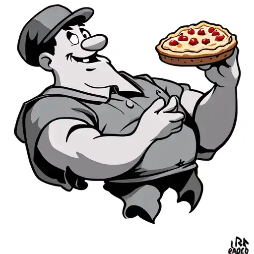 Fred flinstone holding a pie  tattoo design idea
