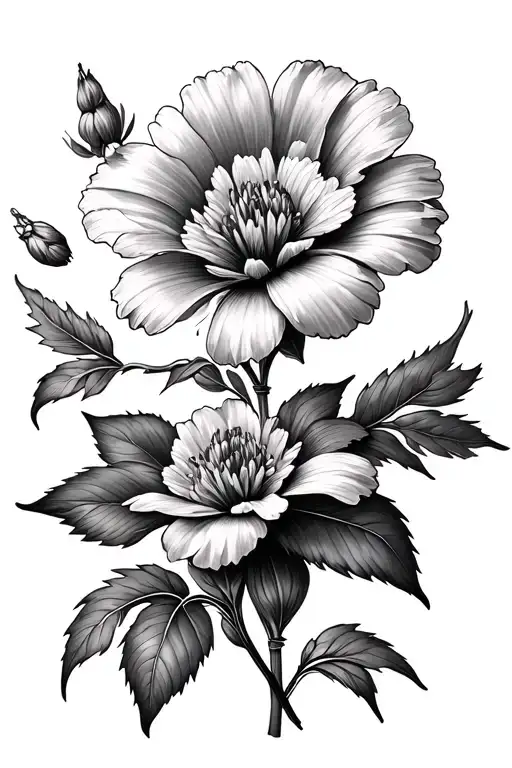 birth flower for February and October birth flower tattoo design idea
