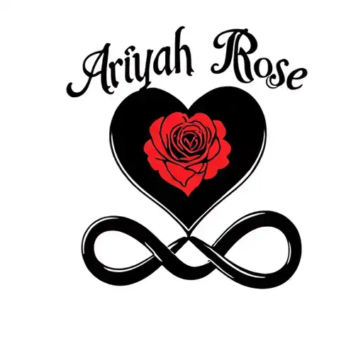 "Ariyah Rose" Heart, Infinity symbol, tattoo design idea