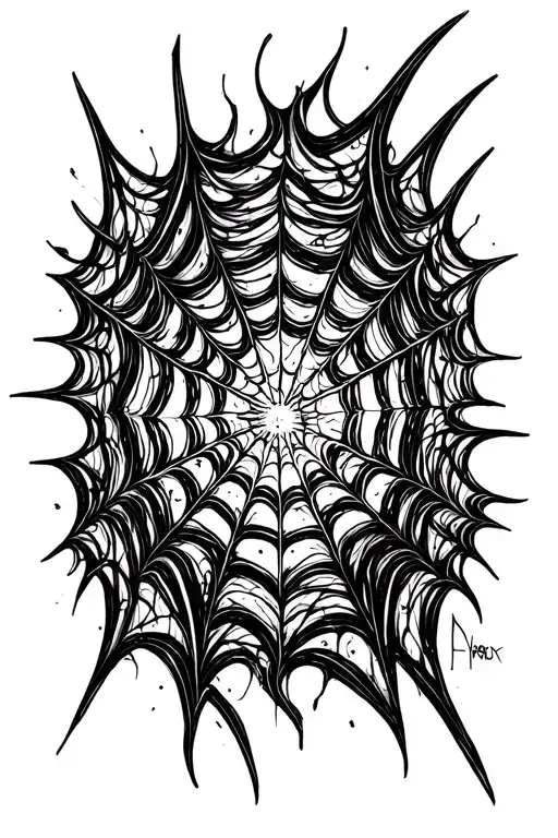 Cyber Sigilism Spider Web tattoo design idea