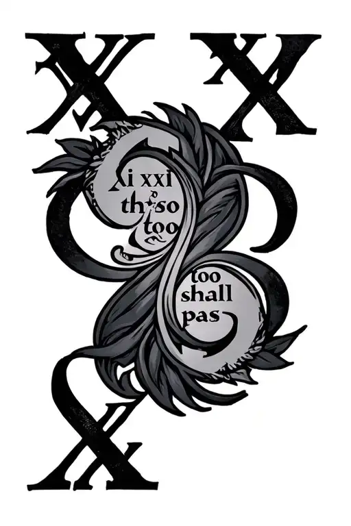 tatoo of roman numerals XI XV MMV and XI XV MMVII and this too shall pass tattoo design idea