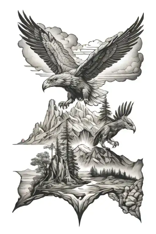 native american landscape nature adventure tattoo design idea