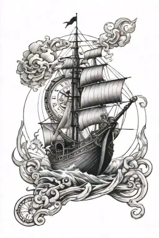 viking ship on the bottom, then a clock in the middle and a sweedish viking on top. all on the forarm tattoo design idea