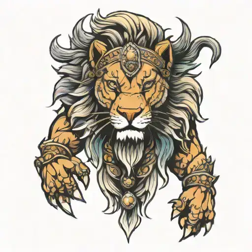 lion wolf scale spartan head gear tattoo design idea
