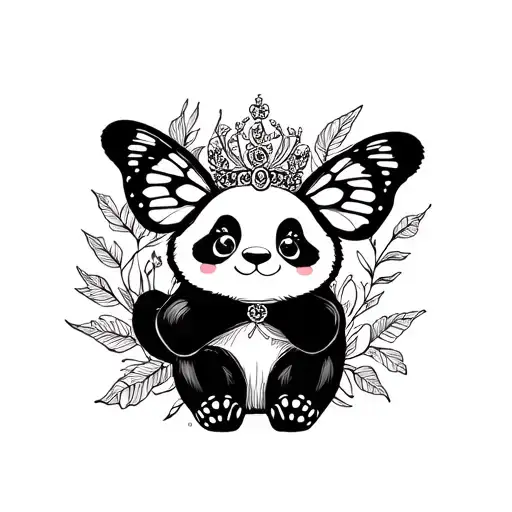 butterfly panda princess baby girl tattoo design idea