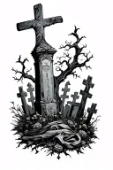 Graveyard forearm sleeve tattoo design idea
