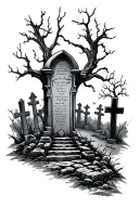 Graveyard forearm sleeve tattoo design idea