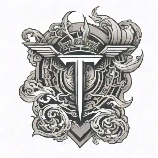 tesla logo incorporated representing strength tattoo design idea