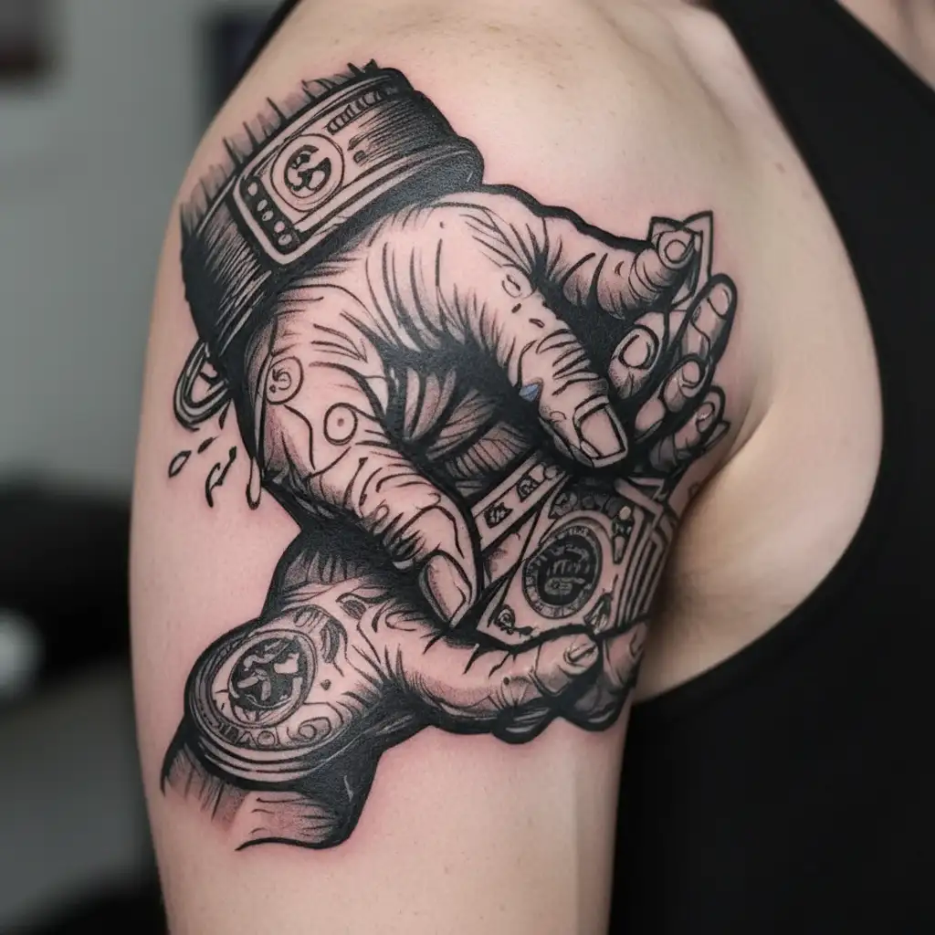 Dirty Hands clean money tattoo design idea