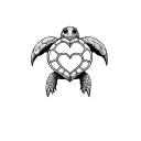 turtle with a heart peace sign shell tattoo design idea