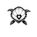 turtle with a heart peace sign shell tattoo design idea
