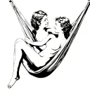 two people in a hammock children holding hands tattoo design idea
