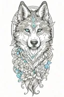 cherokee wolf pup blue merle anime tattoo design idea