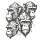 THREE WISE MONKEY HEADS DEPICTING: "SEE NO EVIL, SPEAK NO EVIL, HEAR NO EVIL" tattoo design idea