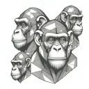 THREE WISE MONKEY HEADS DEPICTING: "SEE NO EVIL, SPEAK NO EVIL, HEAR NO EVIL" tattoo design idea