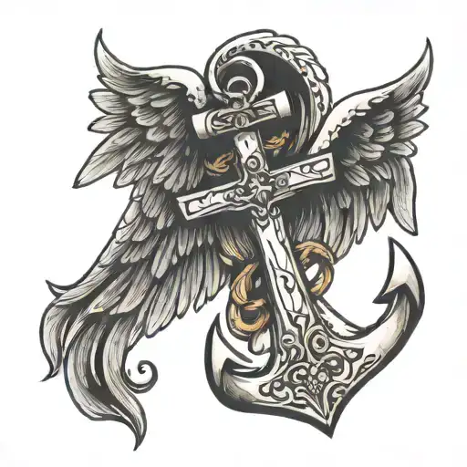 anchor angel wings tattoo design idea