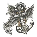 anchor angel wings tattoo design idea