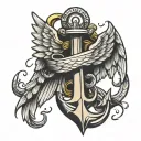 anchor angel wings tattoo design idea