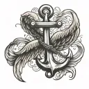 anchor angel wings tattoo design idea