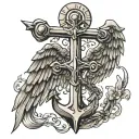anchor angel wings tattoo design idea