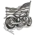 ghost rider + harley davidson motorcycle logo american flag floating tattoo design idea