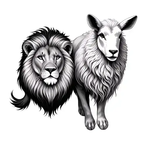 lion and lamb tattoo design idea