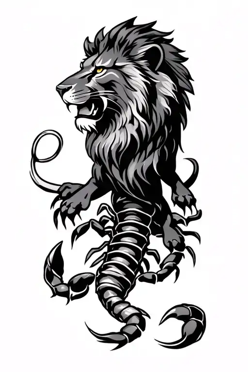lion and scorpion tattoo tattoo design idea